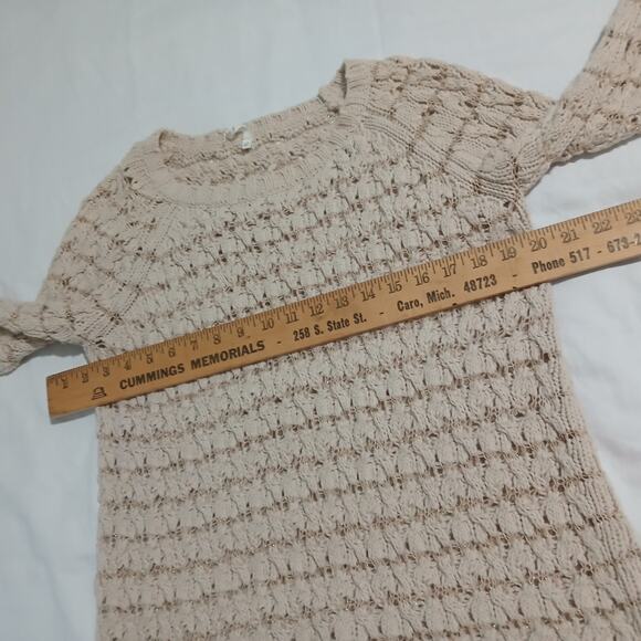 Willow & Clay M Cream Metallic Thread Long-Sleeved Raglan-Sleeved Cotton Sweater - Picture 14 of 16